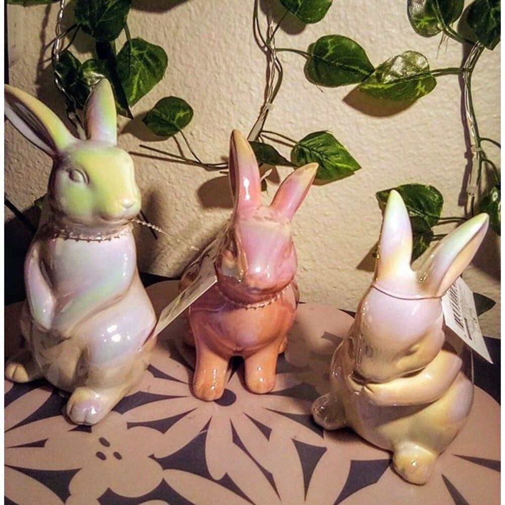 Target 2024 Iridescent Bunny Trio Figurines Spring Easter NWT
